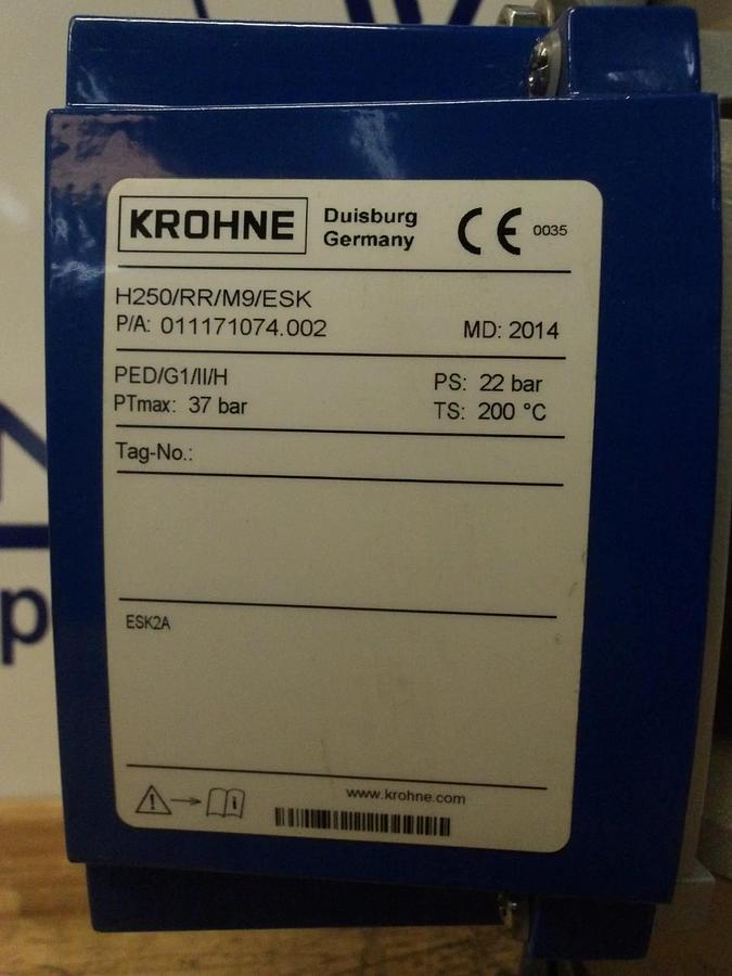 KROHNE 2-1/2" S/S FLOW METER H250/RR/M9/ESK, #212300G NIB