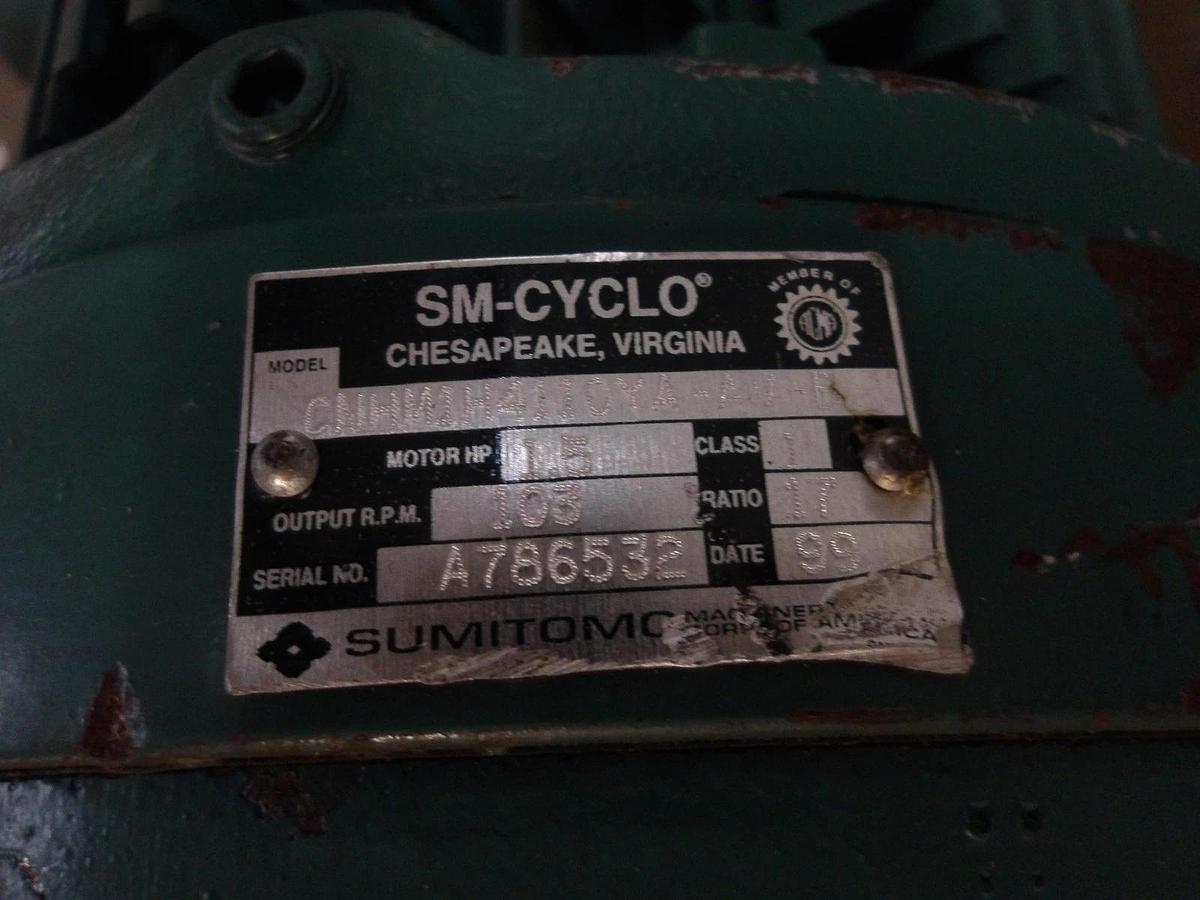 Used SM-CYCLO 1.5 HP GEARMOTOR, RATIO 17:1, #7281115G USED