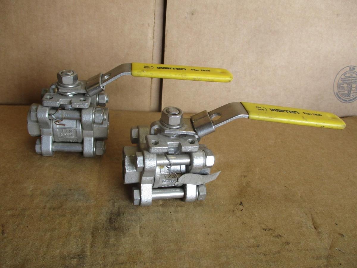 Used WARREN 1/2" STAINLESS BALL VALVE (SOCKET WELD) (LOT OF 2), #4161211J NEW