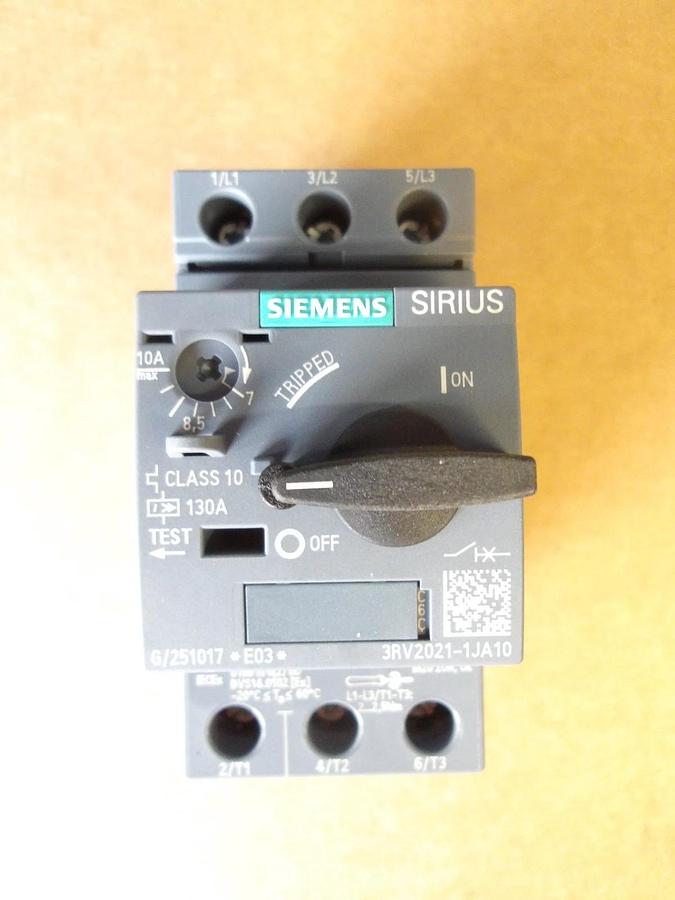 SIEMENS 3RV2021-1JA10 CIRCUIT BREAKER 7.0-10.0 AMP, #713130G NIB