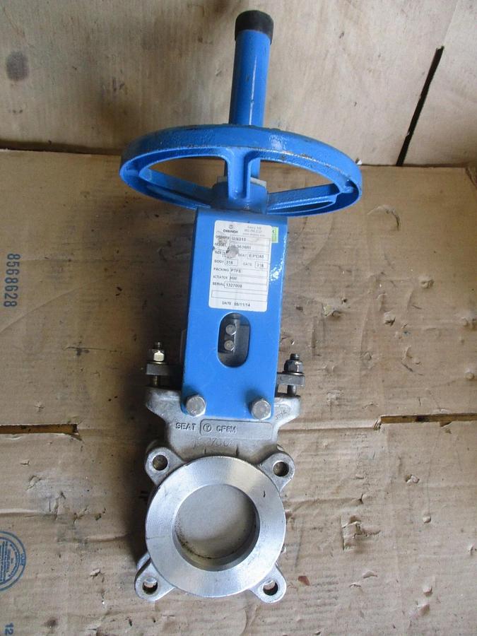 Used ORBINOX 3" STAINLESS KNIFE GATE VALVE, #731020J NEW