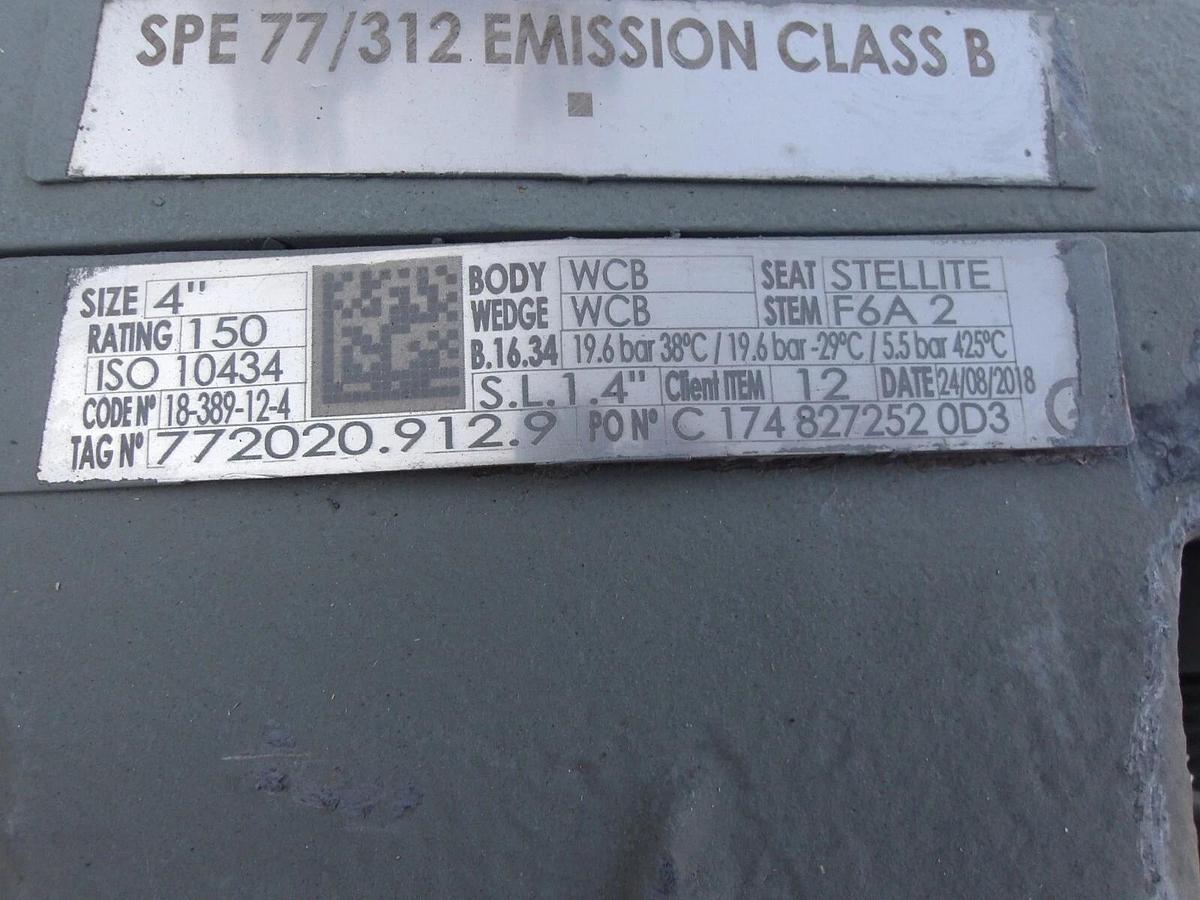 Used POYAM 4" STEEL GATE VALVE, #813910G NEW