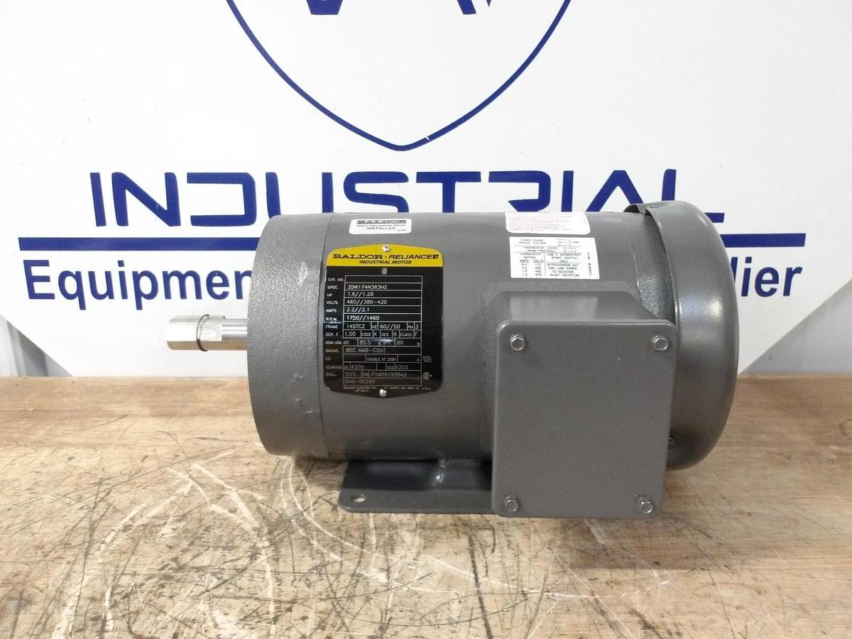 BALDOR RELIANCE 1.6/1.28 HP MOTOR, 1750/1460 RPM, 460/380-420 V, #69851G NIB