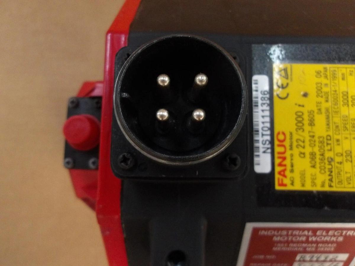 Used FANUC A06B-0247-B605 AC SERVO MOTOR, 3000 RPM, #528850G REMANUFACTURED