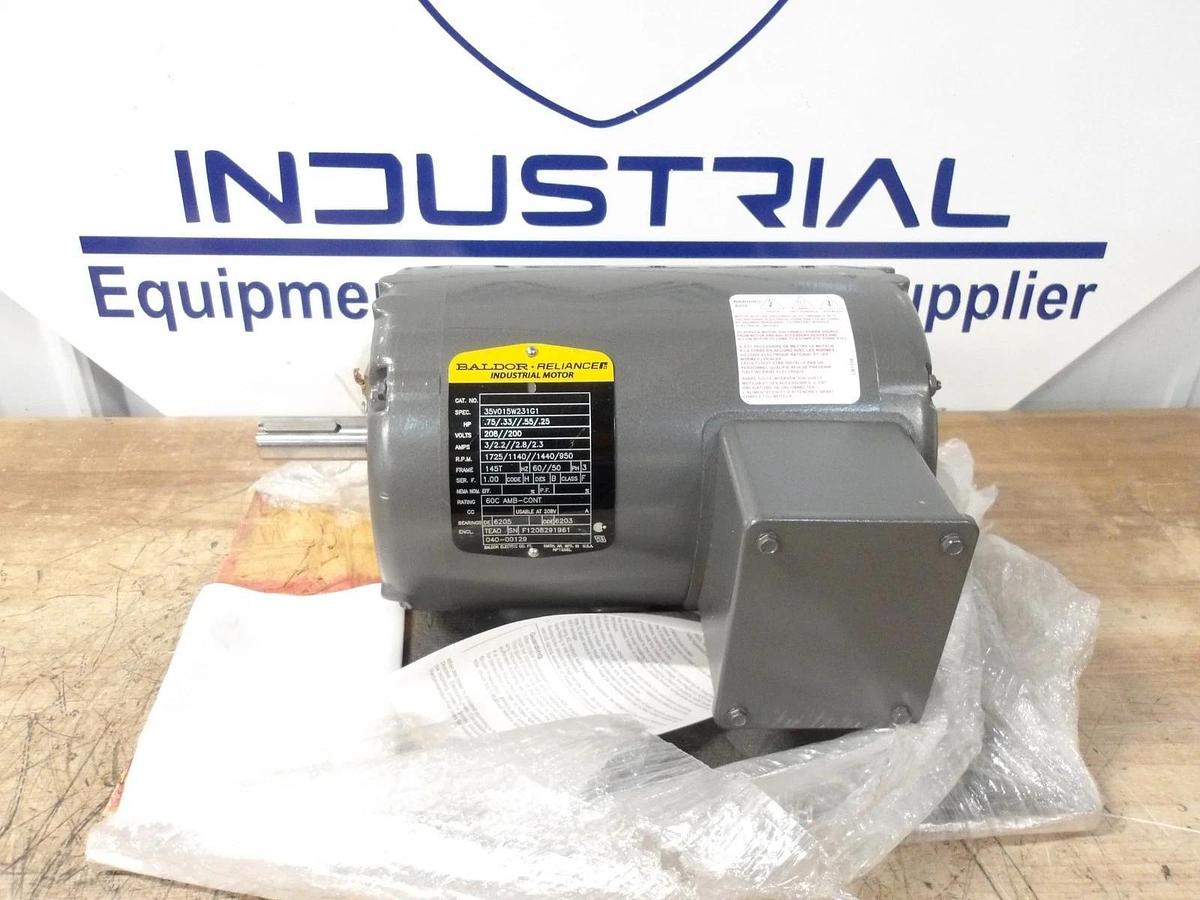 BALDOR RELIANCE .75/.33/.55 HP MOTOR, 208/200 V, 145T FR, #65953G NIB