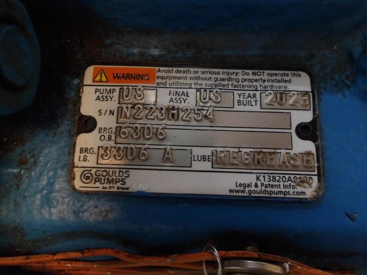 Used GOULDS 2-1/2" X 1-1/2" MULTISTAGE PUMP 3355, 94.0 GPM, #811317G USED