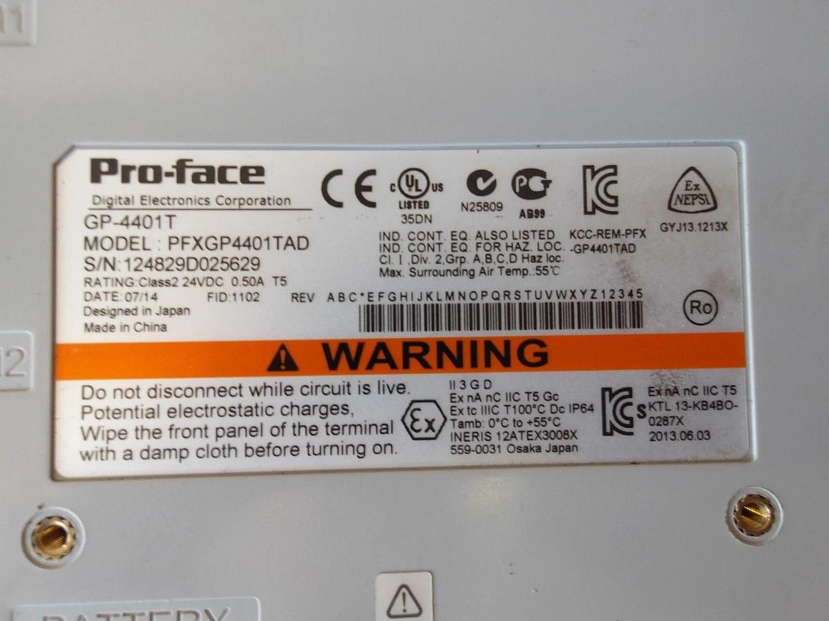 Used PROFACE GP-4401T TOUCH SCREEN 7", 24 V, #1112950G USED