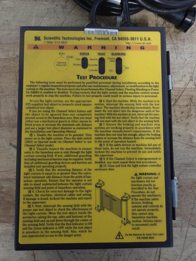 Used SIT LCC-LB-ACLU LIGHT CURTAIN CONTROLLER, 115 V, #7181032G NEW