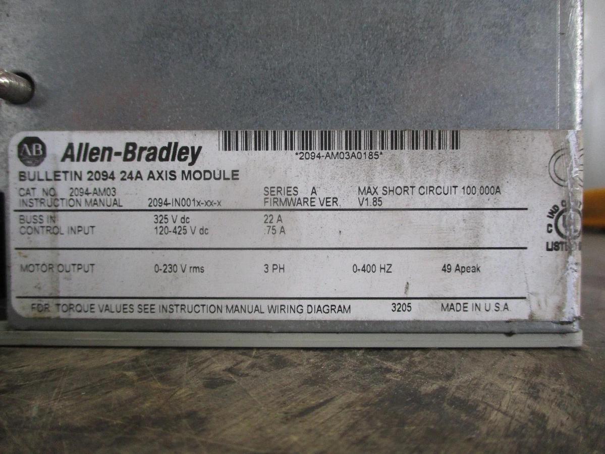 Used ALLEN BRADLEY KINETIX 6000 SERVO DRIVE 2094-AM03, #32332J USED
