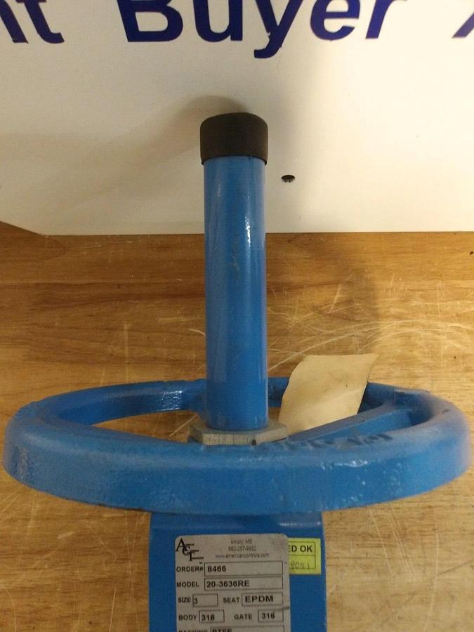 Used ACT 3" S/S KNIFE GATE VALVE 20-3636 RE, #317903G NEW
