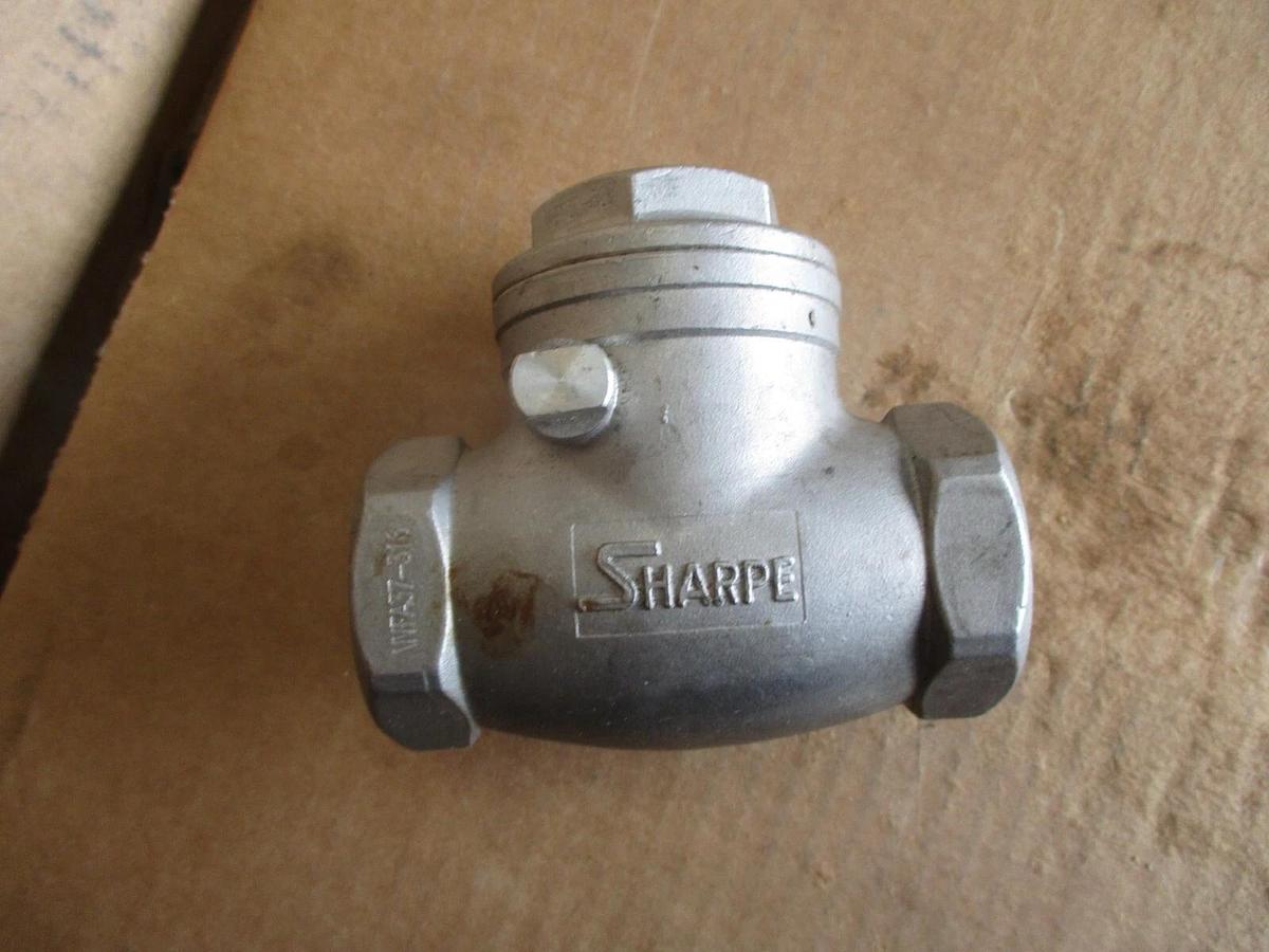Used SHARPE 1" STAINLESS SWING CHECK VALVE, #4251245J NEW