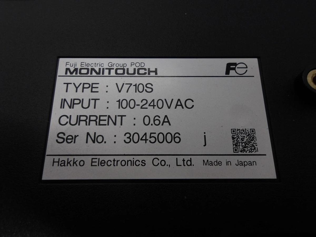 Used HAKKO V710S MON1TOUCH MACHINE INTERFACE SCREEN V710S, #1201108G PARTS ONLY