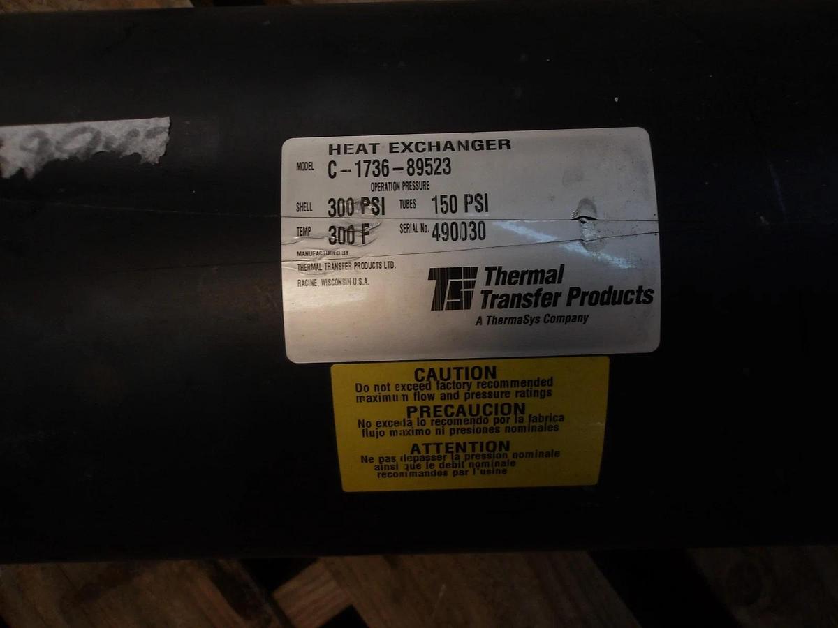 Used THERMAL TRANSFER 4" X 1" HEAT EXCHANGER C-1736-89523, #7251206G NEW