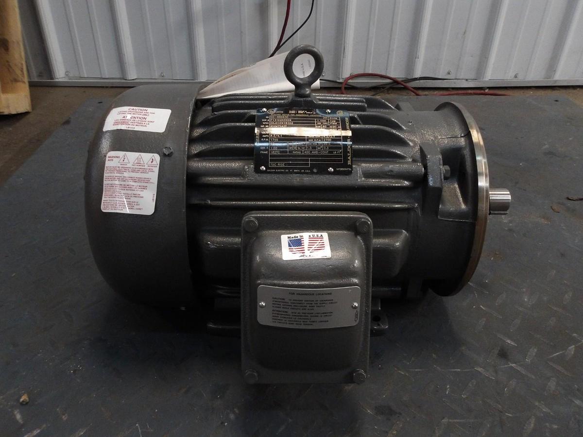 Used BALDOR 3 HP MOTOR, FR 182TC, 1755 RPM, 230/460 V, #7211154G NEW