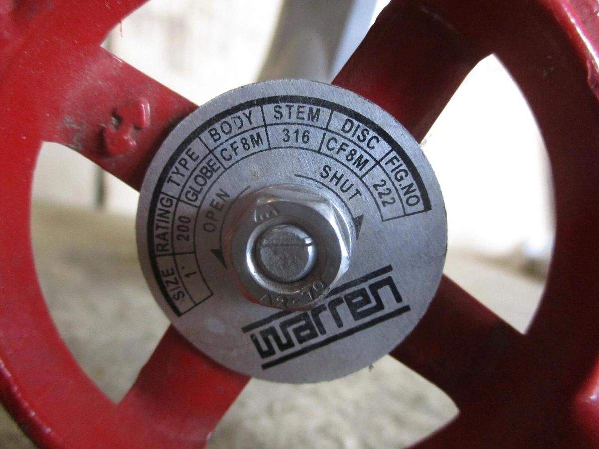 Used WARREN 1" STAINLESS GLOBE VALVE (THREADED) #78240J NEW