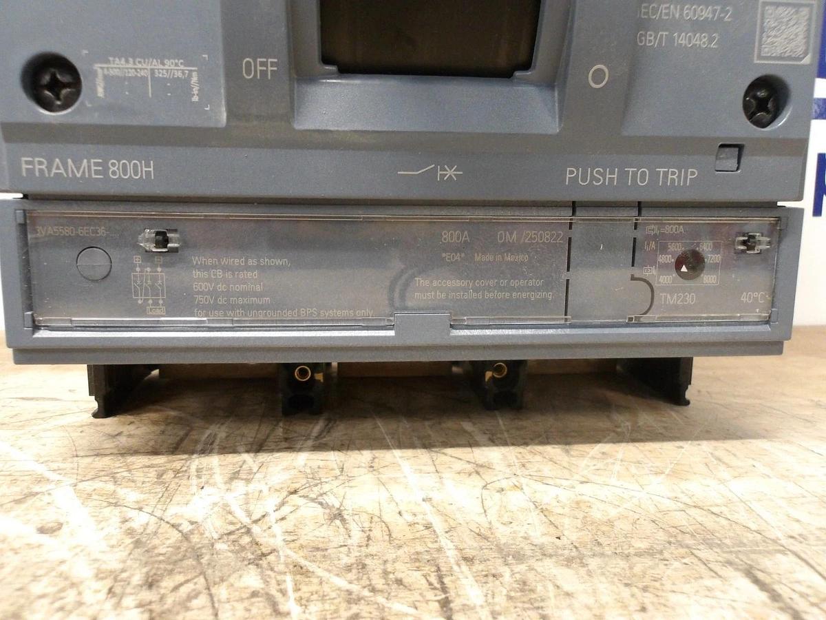 Used SIEMENS 800 AMP BREAKER 240-480-600-750 V, #630936G NEW