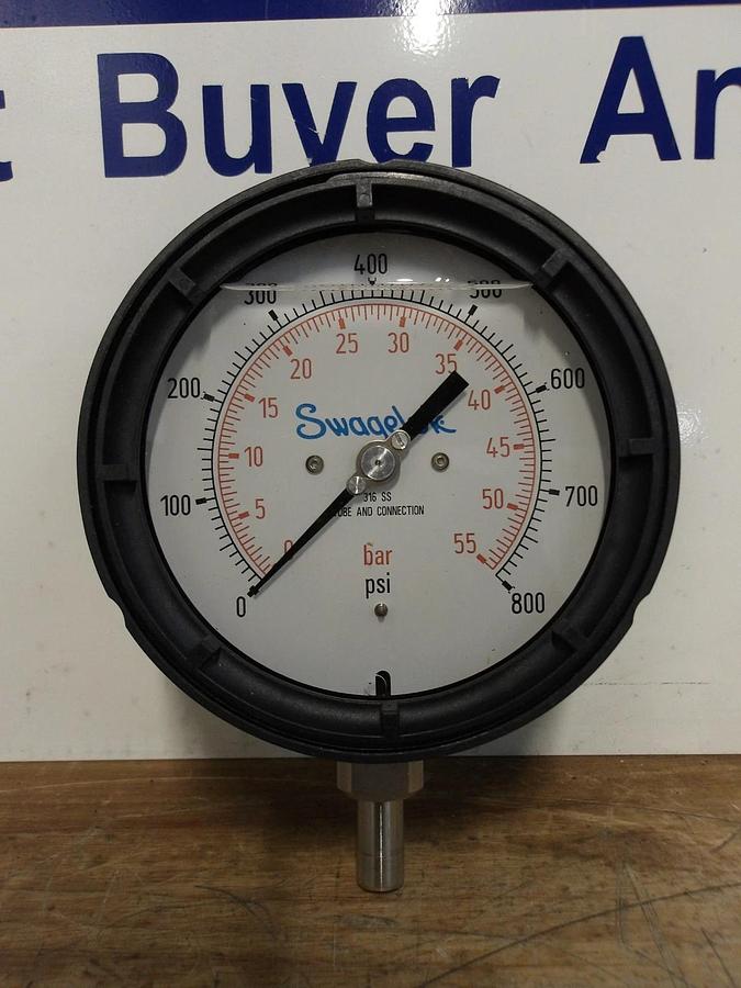 Used SWAGELOK PG1-115P-PG800-LAR3-J PRESSURE GAUGE, #116956GJW NEW