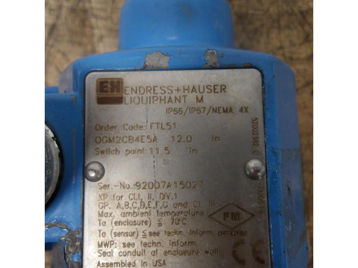 Used ENDRESS HAUSER FTL51-0GM2CB4E5A VIBRATING LEVEL SENSOR