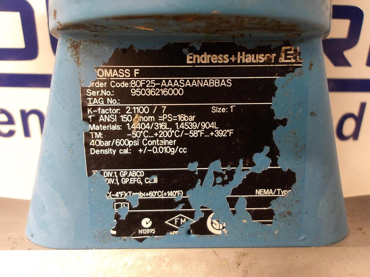 Used ENDRESS HAUSER 80F25-AAASAANABBAS FLOW TUBE 1"
