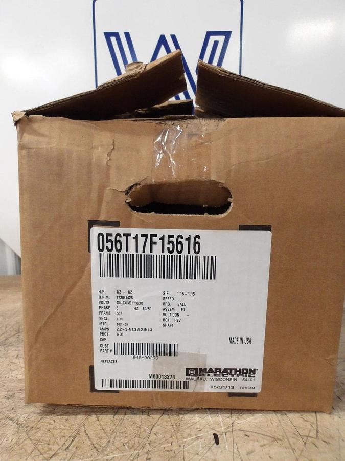 MARATHON 1/2 HP MOTOR, 1725 RPM, 56Z FR, #65146G NIB