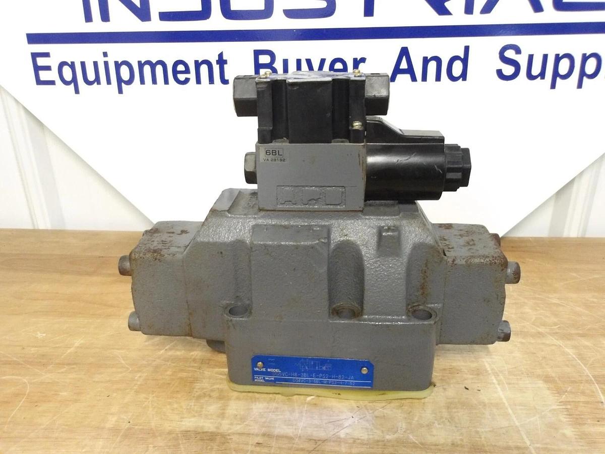 Used TOKIMEC DG5VC-H8-3BL-E-PS2-H-82-JA HYDRAULIC SOLENOID VALVE & BLOCK, #37918G NEW