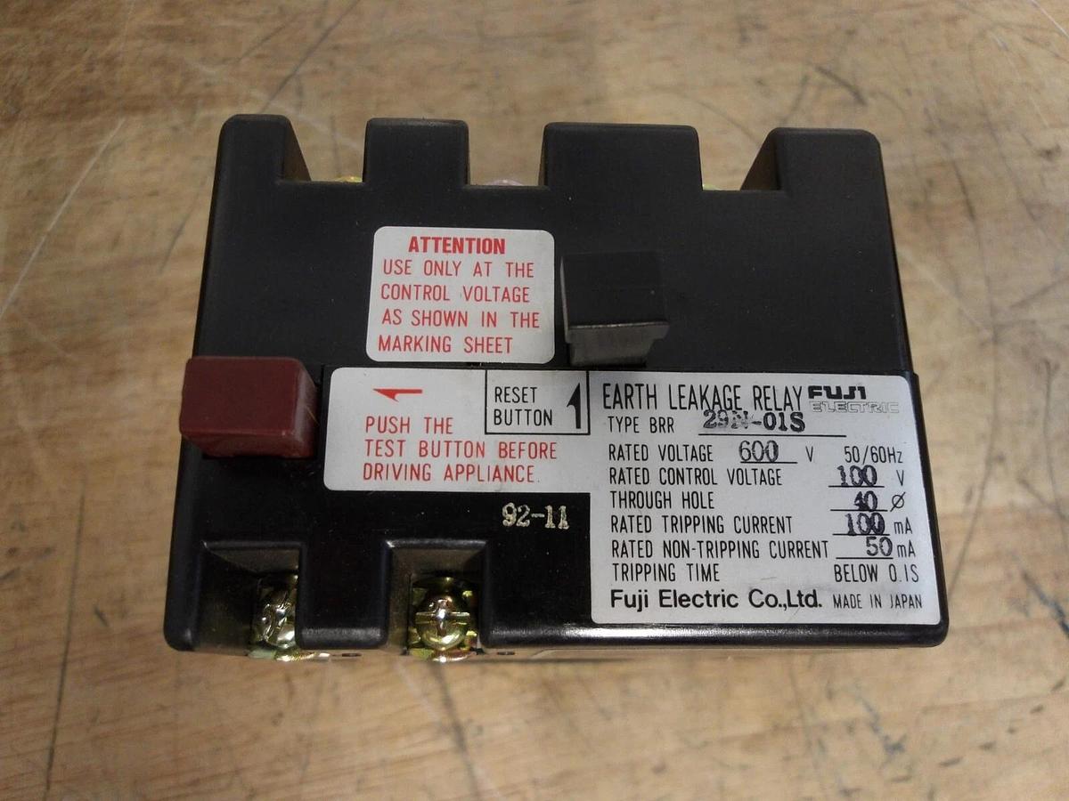 FUJI EARTH BRR29N-01S LEAKAGE RELAY, #521241G NIB