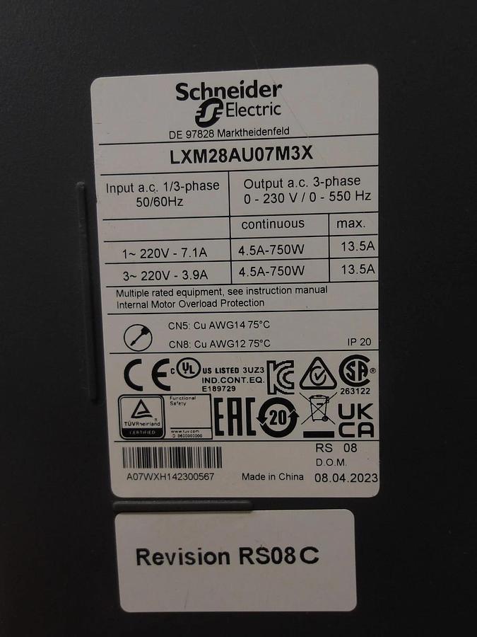 Used SCHNEIDER LXM28AU07M3X MOTION SERVO CONTROLLER, #33835G USED
