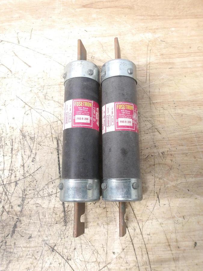 Used FUSETRON FRS-R200 TIME DELAY FUSE 200 AMP, 600 V (LOT OF 2) #391045G NEW