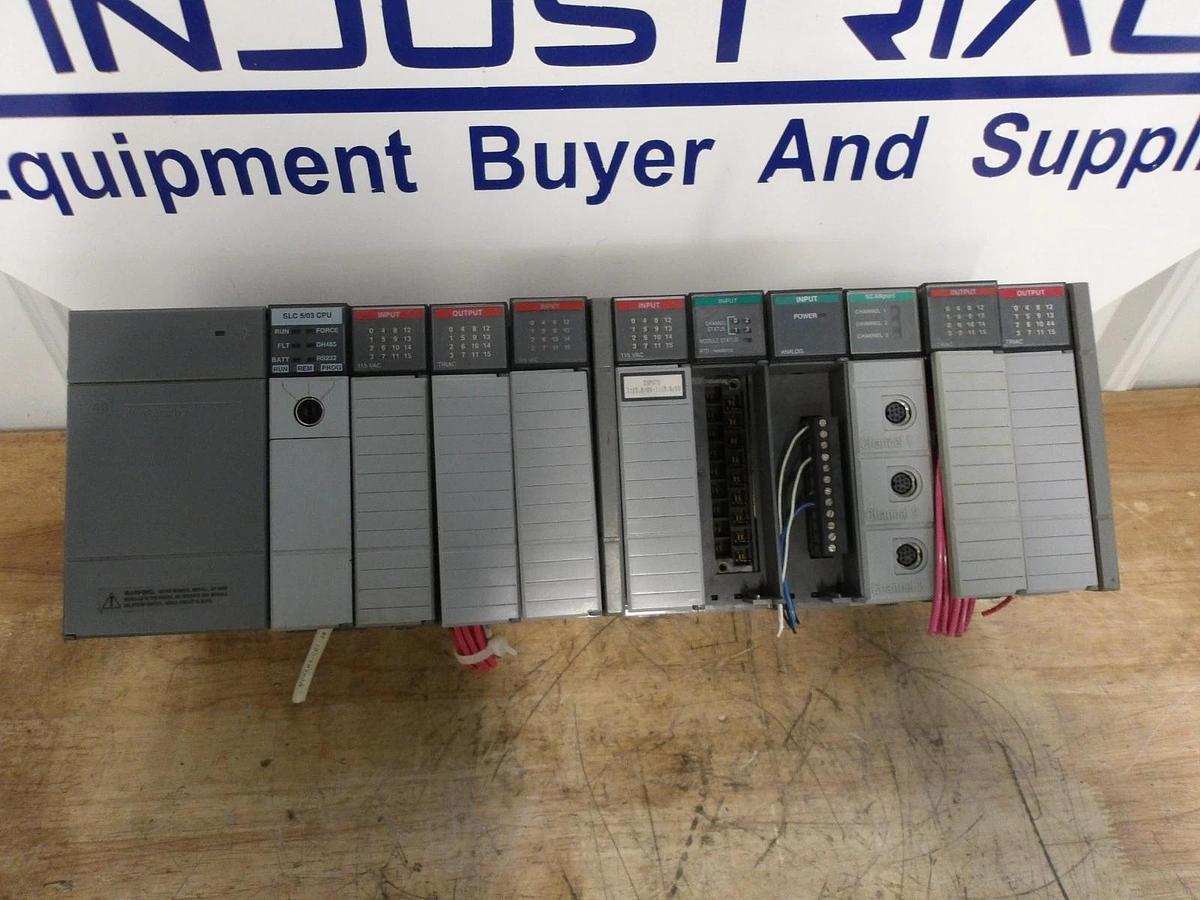 Used ALLEN BRADLEY SLC500 10-SLOT RACK & CARDS #918211G USED