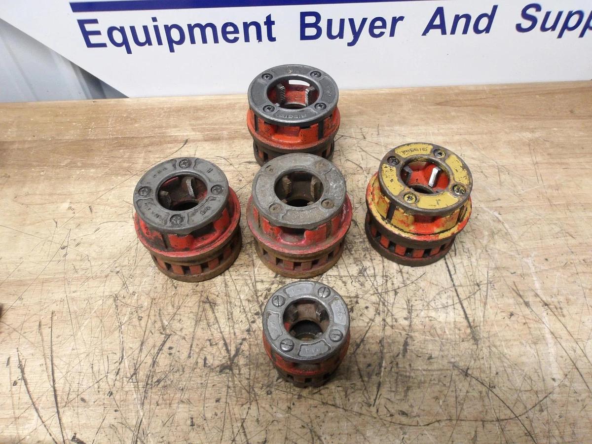 Used RIDGID PIPE DIES 1-3/4", 3", 1", 1", 1-1/4" (ASSORTED LOT OF 5) #311245G USED