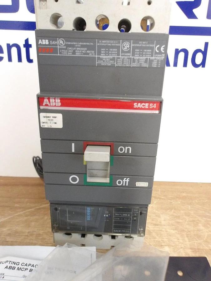 Used ABB SACES4 250 AMP BREAKER, 240-480-600 V, #224200G NEW