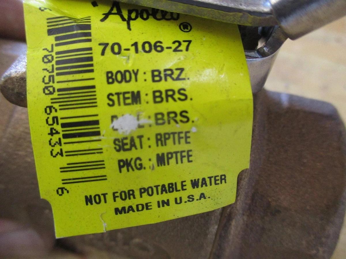 Used APOLLO 1-1/4" BRONZE BALL VALVE, #1171231J NEW