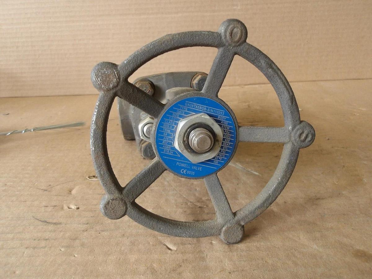 Used POWELL 1-1/2" STEEL GATE VALVE, #722143G NEW