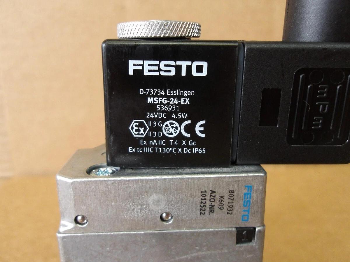 Used FESTO MFH-3-1/4EX PNEUMATIC SOLENOID VALVE, #9131121G NEW