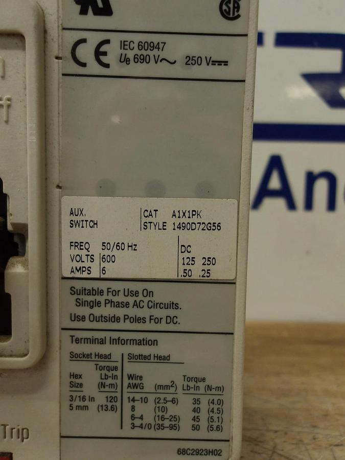 Used ALLEN BRADLEY 30 AMP BREAKER 600VAC/250VDC, #630836G USED