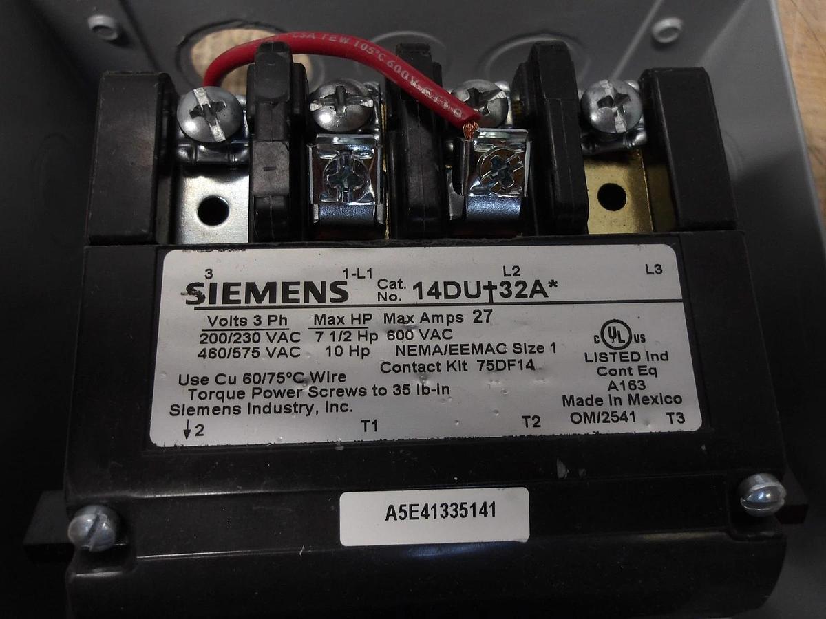 Used SIEMENS SIZE 1 N/R H/D MOTOR STARTER 7-1/2 HP, #617238G USED