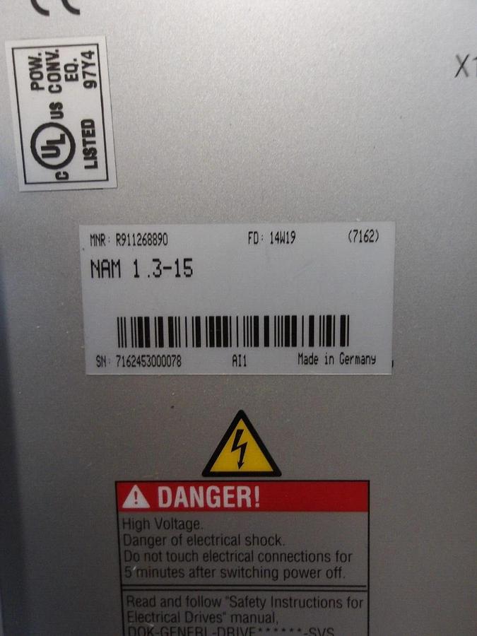 Used REXROTH INDRAMAT NAM1.3-15 AC LINE FORMER, #210240G NEW