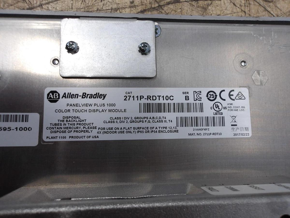 Used ALLEN BRADLEY 2711P-RDT10C PANELVIEW PLUS 1000, #56833G USED