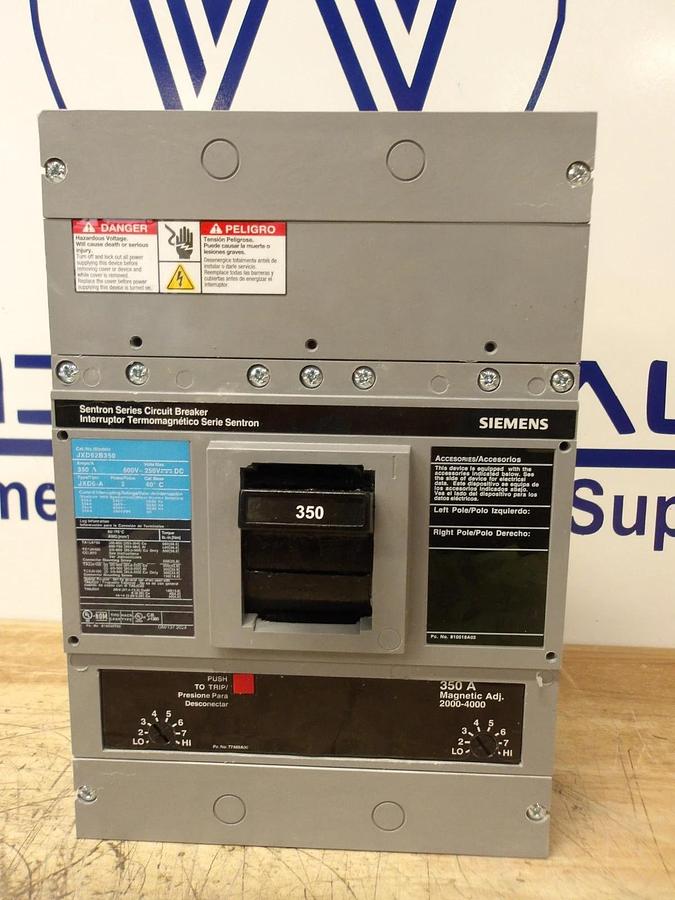 Used SIEMENS 350 AMP BREAKER 600/250 VDC, #714215G PARTS ONLY