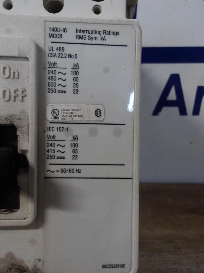 Used ALLEN BRADLEY 70 AMP BREAKER, 600VAC/250VDC, #626315G USED