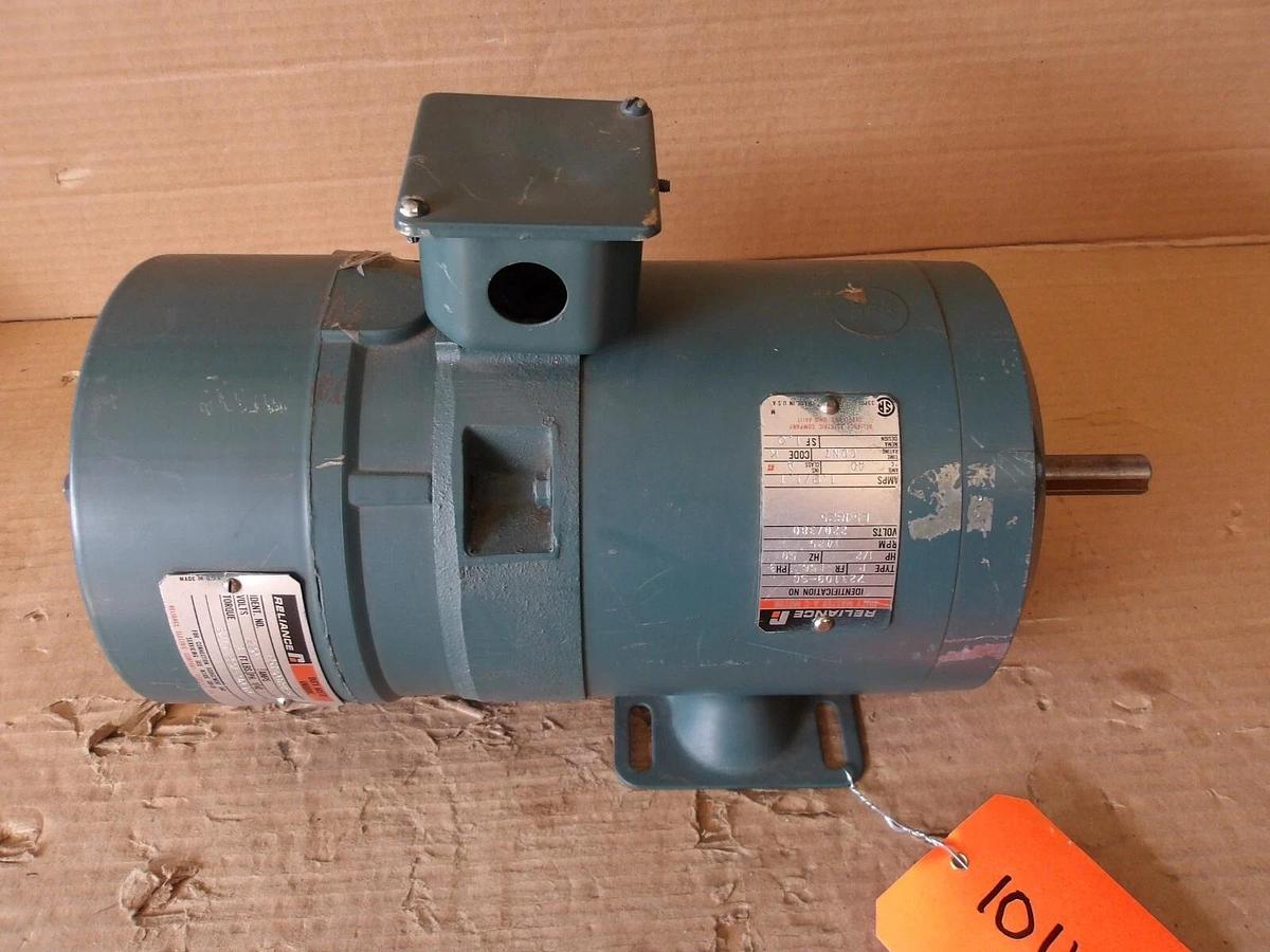 Used RELIANCE 1/2 HP DUTY MASTER AC MOTOR W/ BRAKE, FR L56, #1011100G NEW