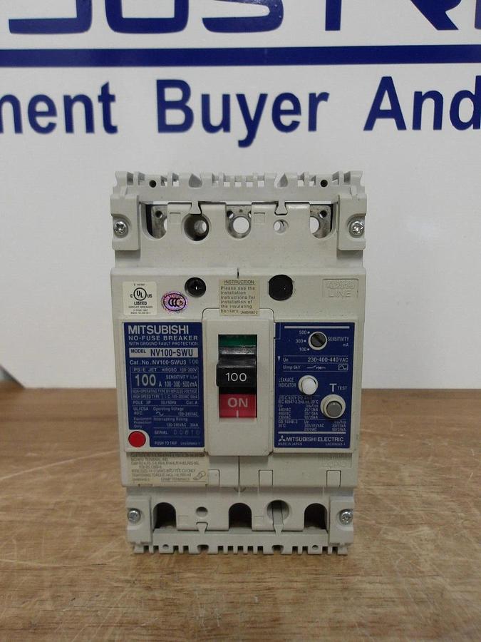 MITSUBISHI 100 AMP NO FUSE BREAKER NV100-SW4, #224845G NIB