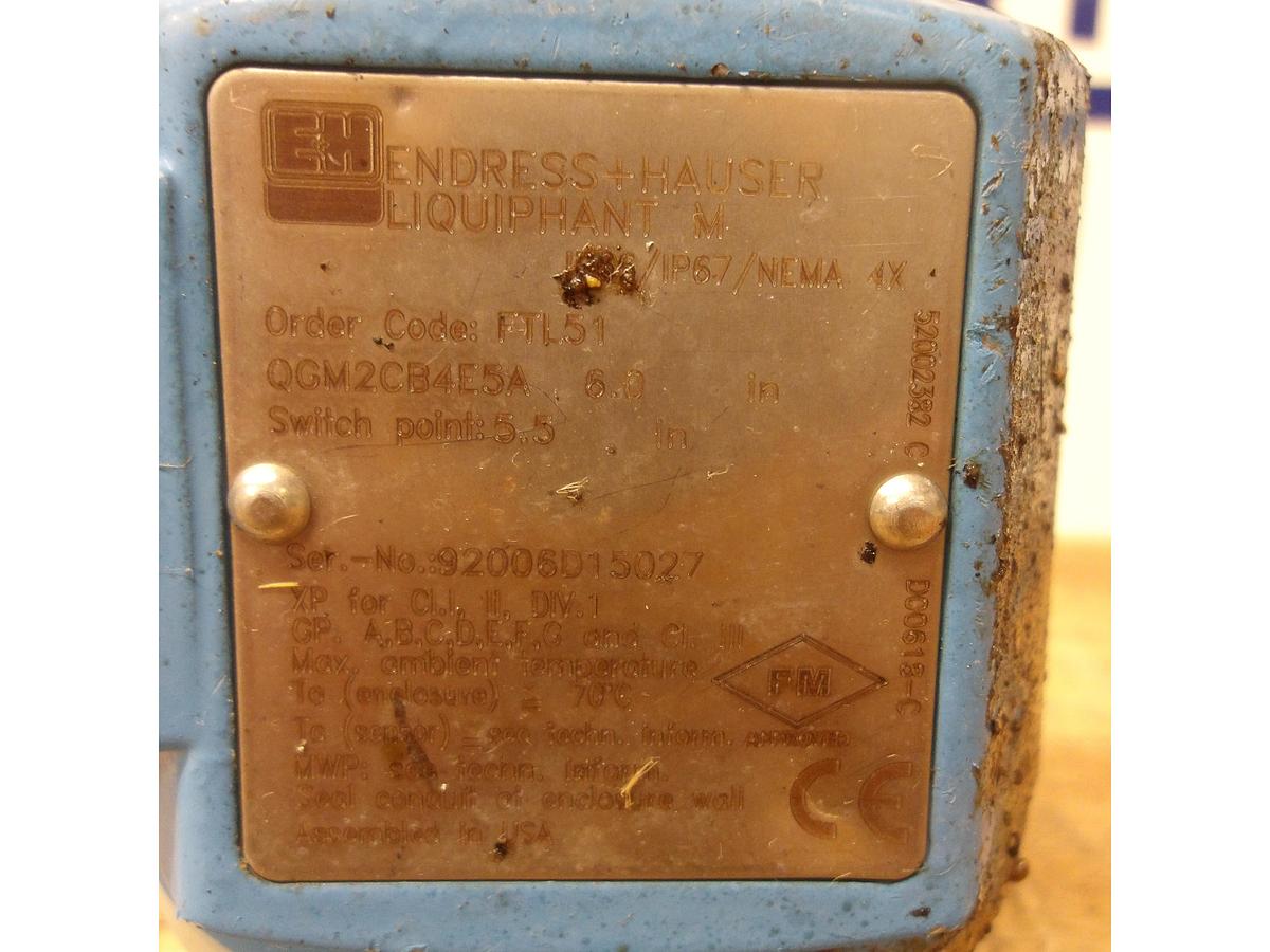 Used ENDRESS HAUSER FTL51/QGM2CB4E5A VIBRATING LEVEL SENSOR