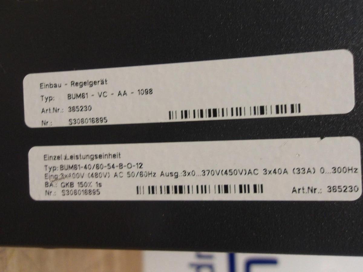 Used BAUMULLER BUM61-VC-AA-1098 SERVO MOTOR CONTROLLER, 480 V, #2261053G NEW