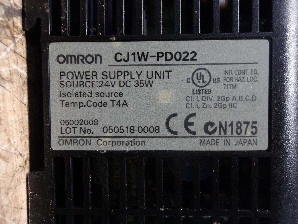 Used OMRON RACK & CARDS CJ1W-PD022, #123256G USED