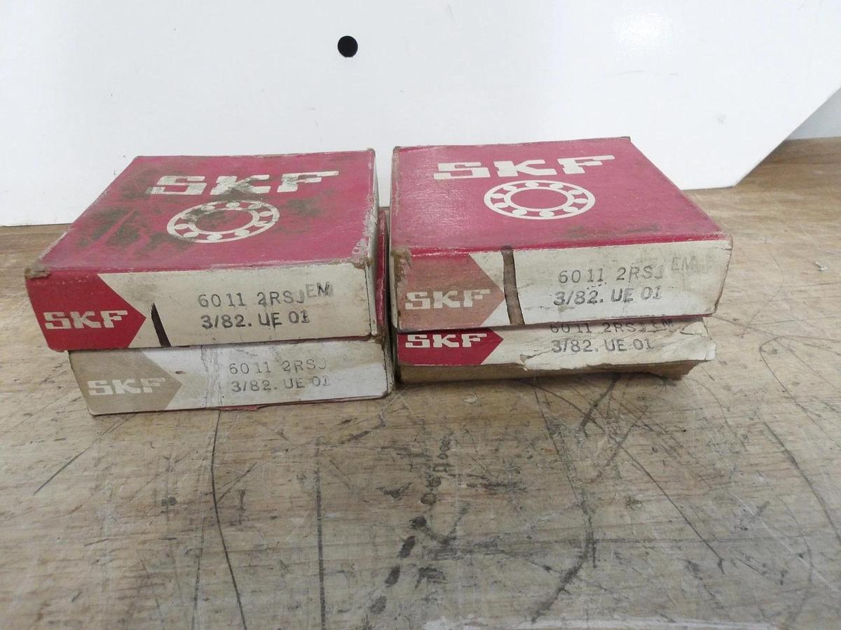 Used SKF 6011 2RSJEM/3182.UE-01 SEALED BEARING (LOT OF 4) #95304G NEW