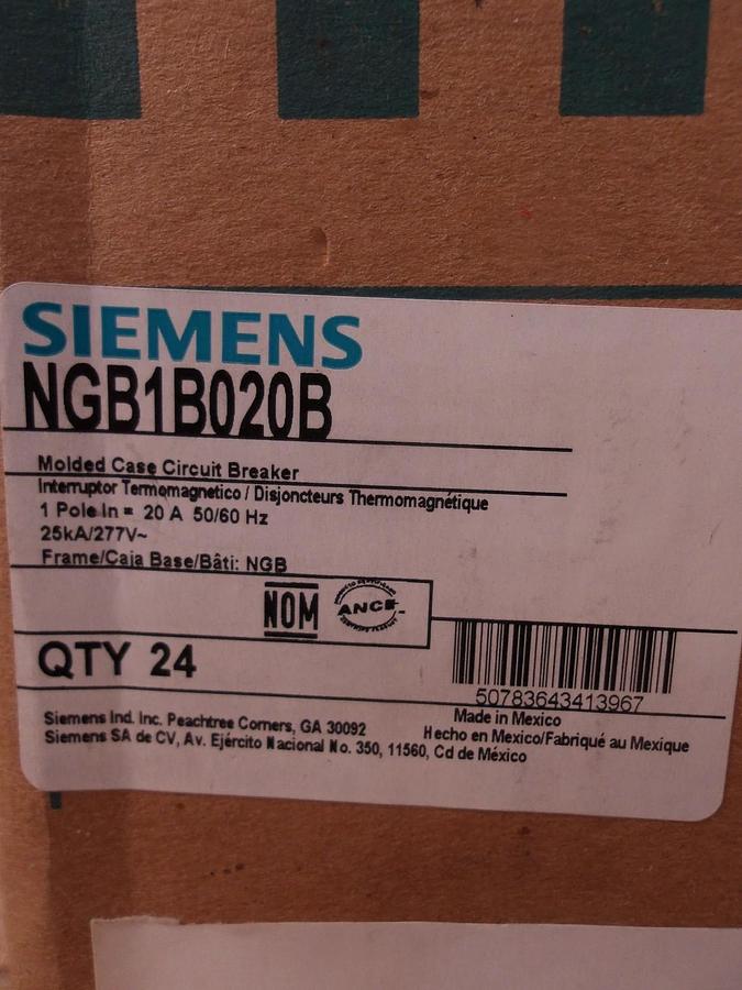 SIEMENS 20 AMP BREAKER, 277 V, SINGLE POLE, #79956G NIB
