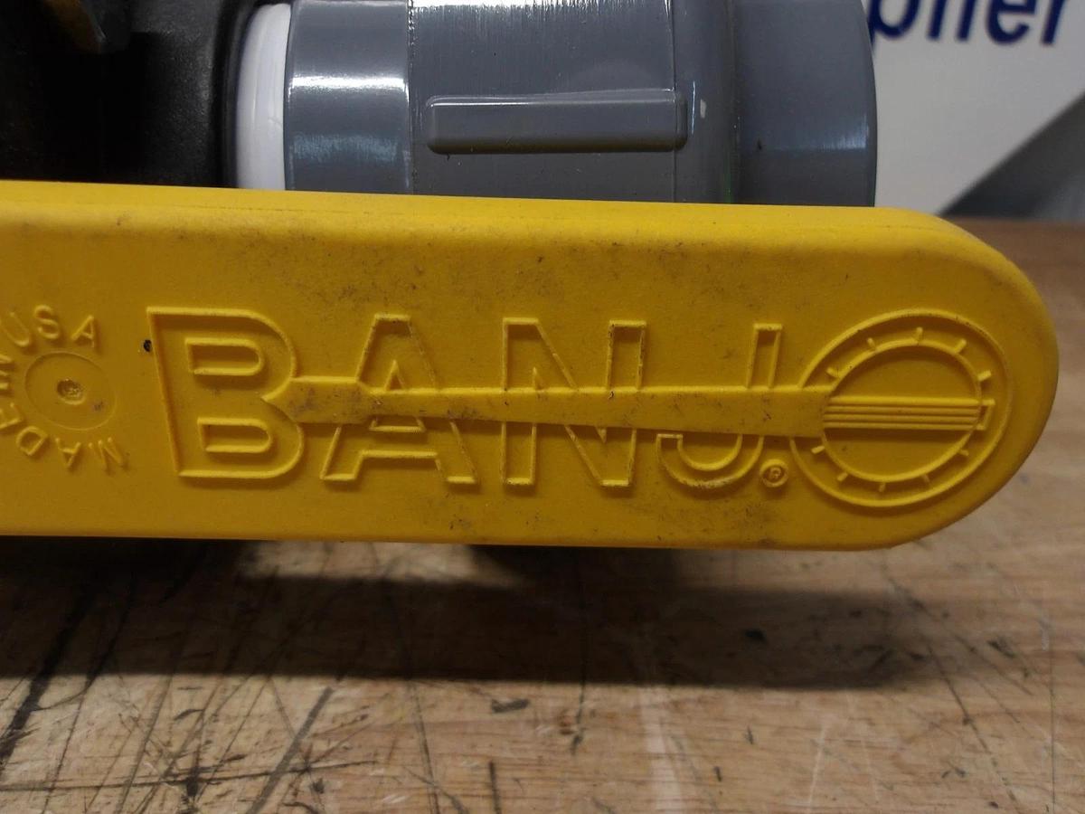 Used BANJO 2" PLASTIC BALL VALVE V200 W/ COUPLING, #316248G NEW
