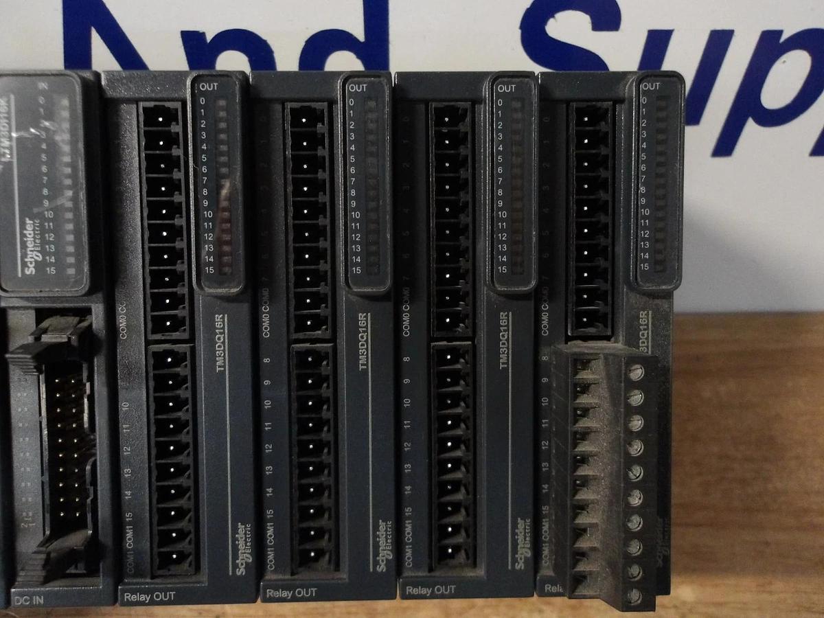 Used SCHNEIDER MODICON TM241CEC24T LOGIC CONTROLLER & 7 CARDS, #331135G USED