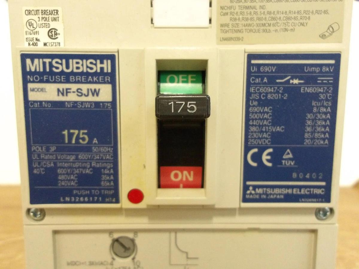 MITSUBISHI 175 AMP NO FUSE BREAKER NF-SJW, #224935G NIB